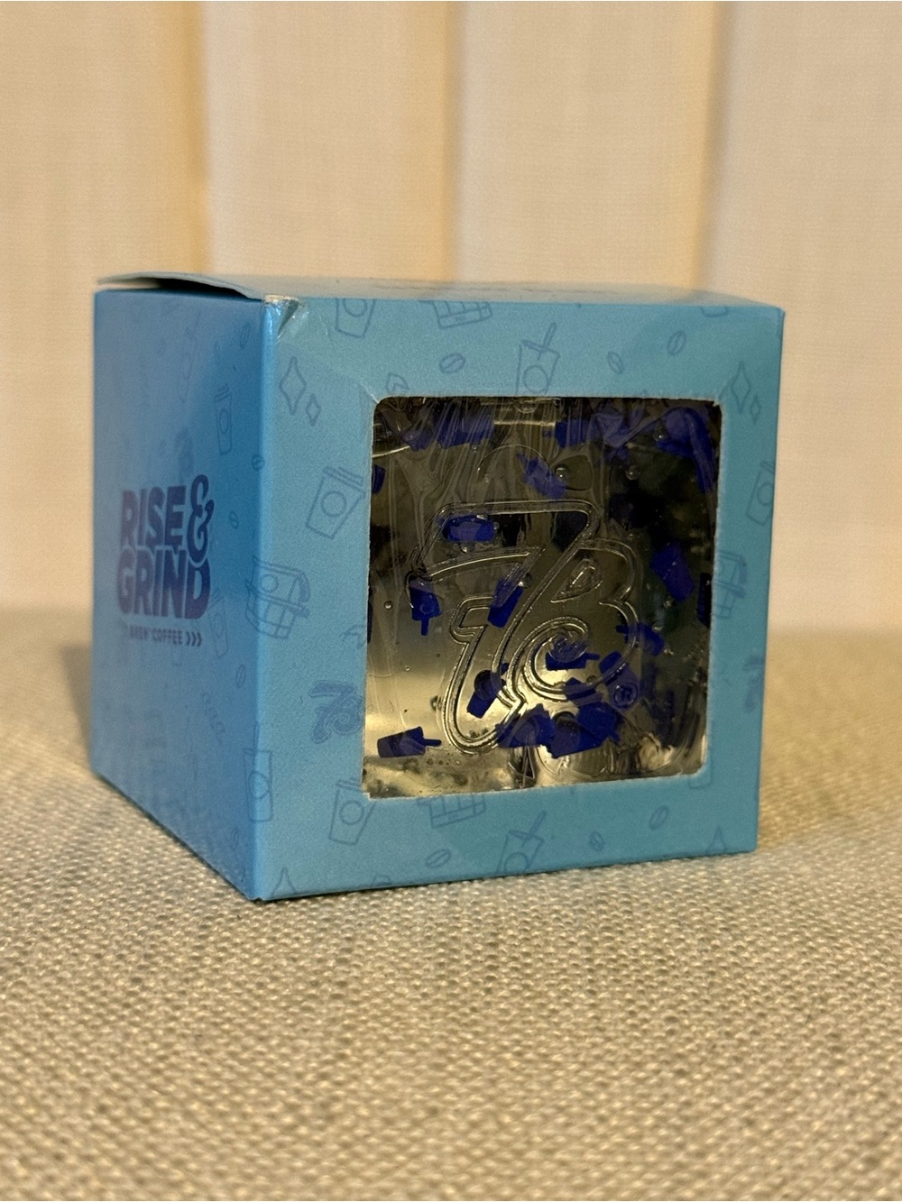 NEW 7 Brew Doh 2” squishy cube BLUE clear squish NIB Rise& Grind exclusive